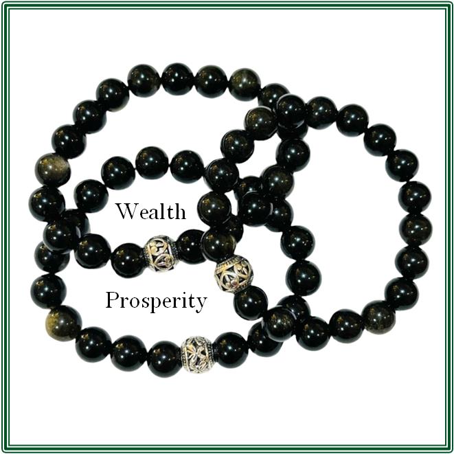 Bracelet of Golden Obsidian and a Silver finding