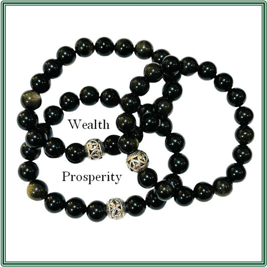 Bracelet of Golden Obsidian and a Silver finding