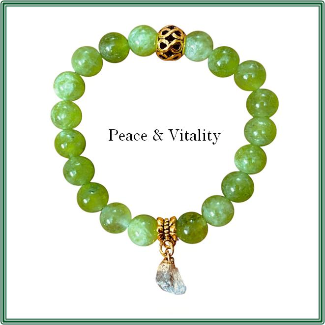 Peridot Bracelet and Brass Finding with a Raw Citrine Stone Charm