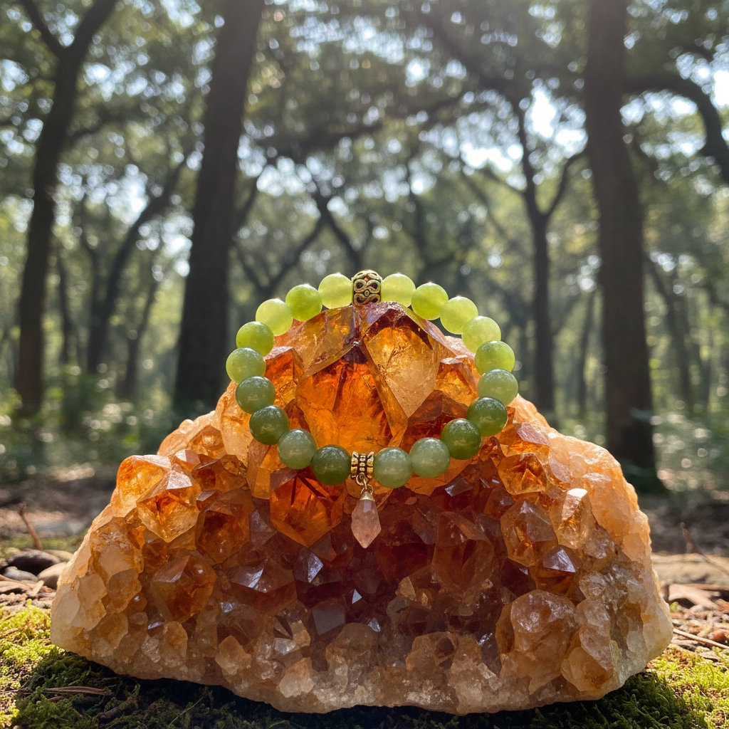 Peridot and Raw Citrine Stone bracelet for peace and vitality