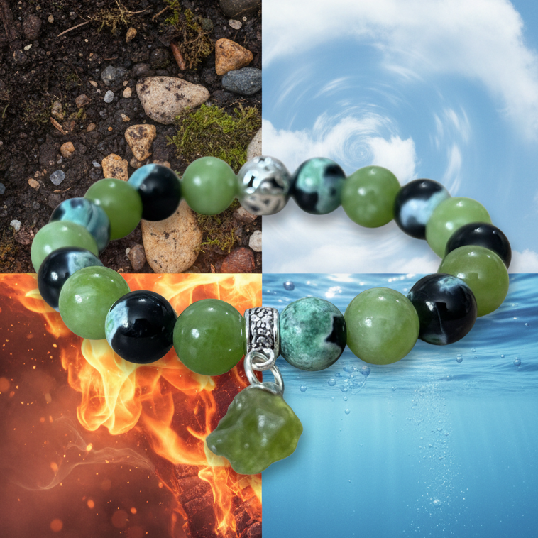 Peridot & Green Dream Agate stone bracelet for confidence and peace