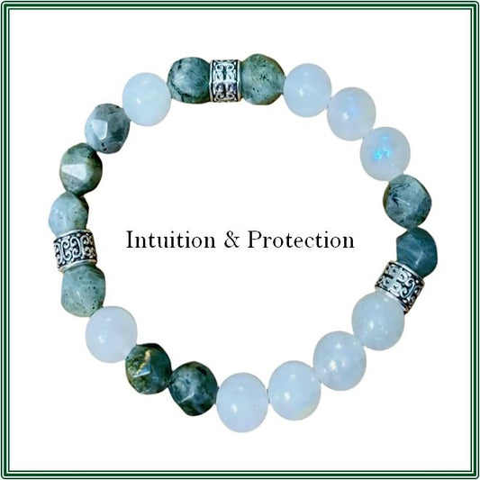Moonstone and faceted Labradorite Bracelet  