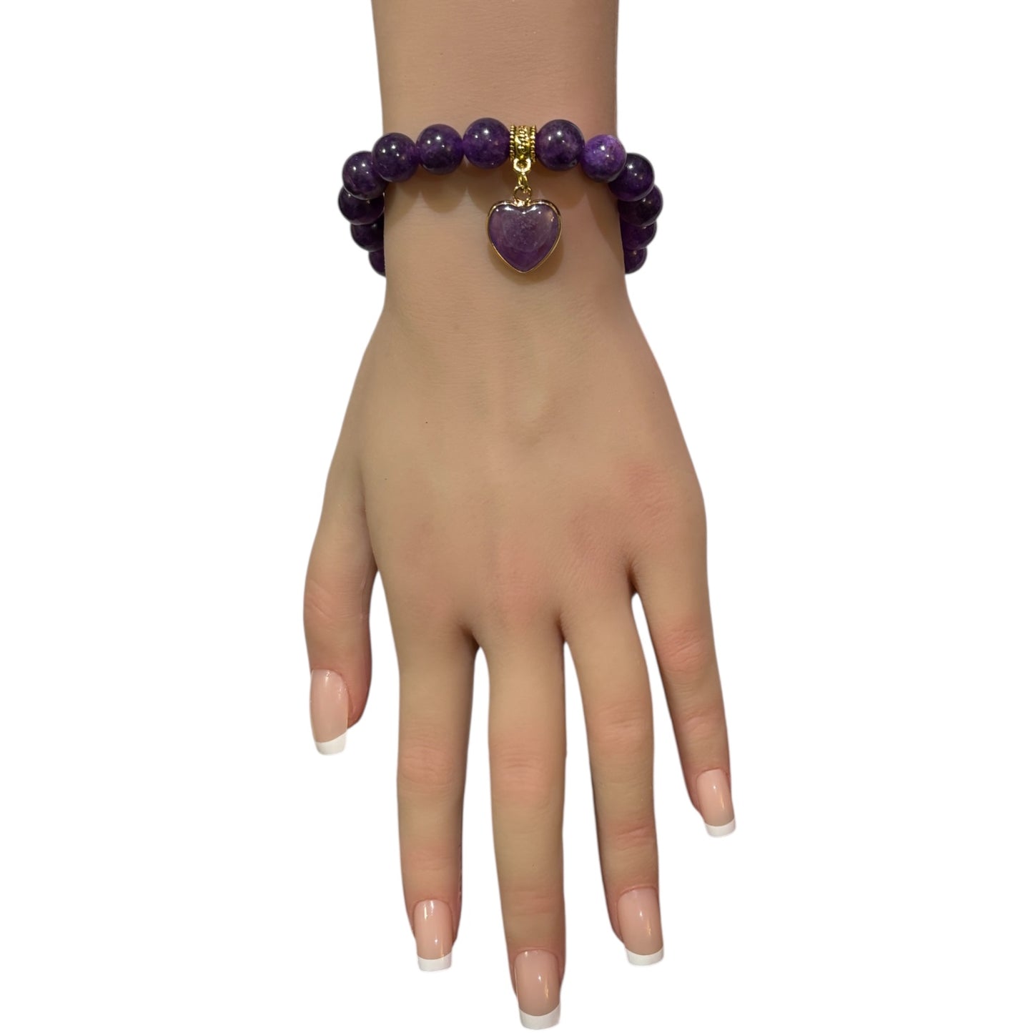 Amethyst Stone Bracelet featuring an Amethyst Heart Shaped Charm