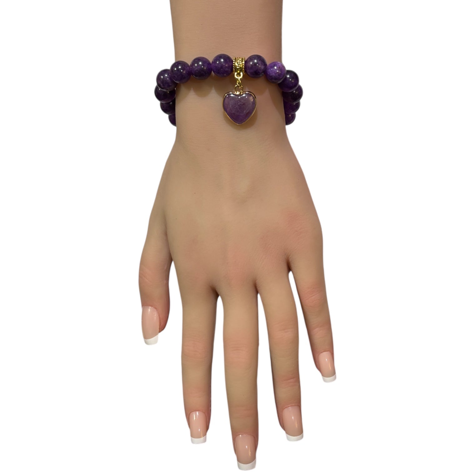 Amethyst Stone Bracelet featuring an Amethyst Heart Shaped Charm