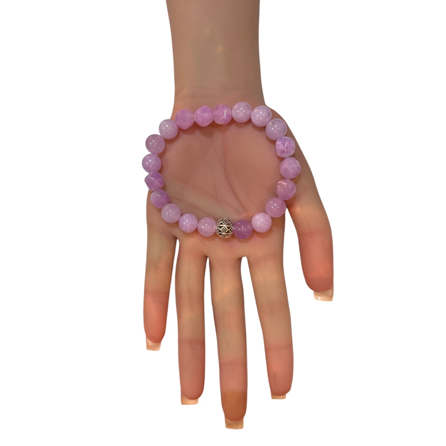 Lavender Jade, with Round &amp; Faceted Gemstone Bracelet with Tibetan Silver charm