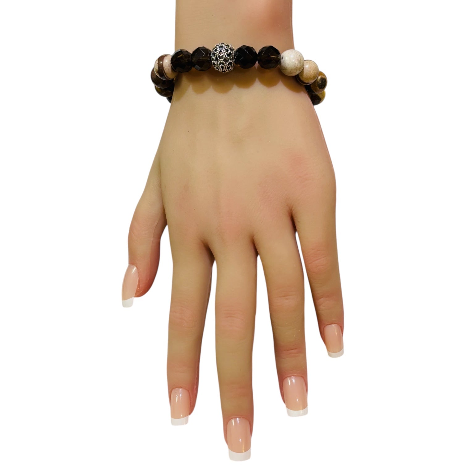 Australian Jasper and Smokey Quartz Crystal with Tibetan finding - Medium Size