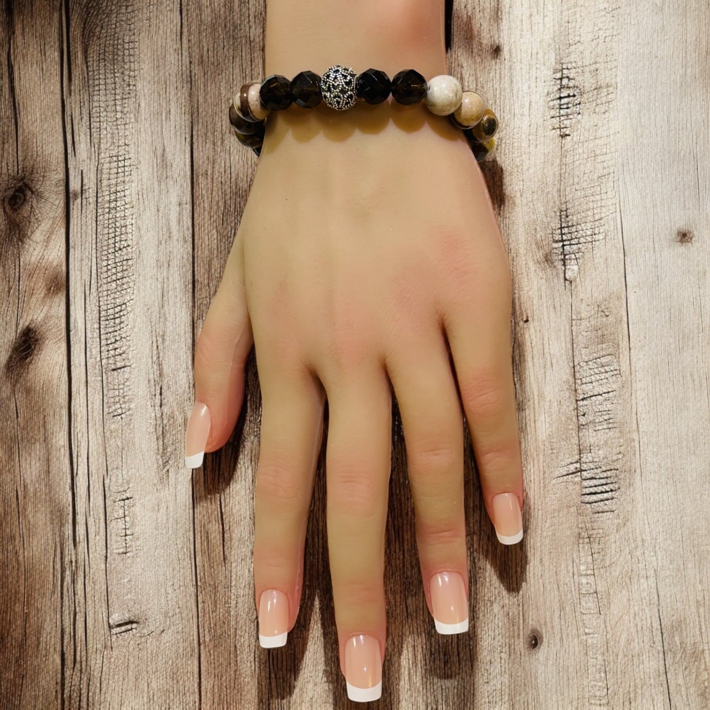 Australian Jasper and Smokey Quartz Crystal with Tibetan finding - Small Size