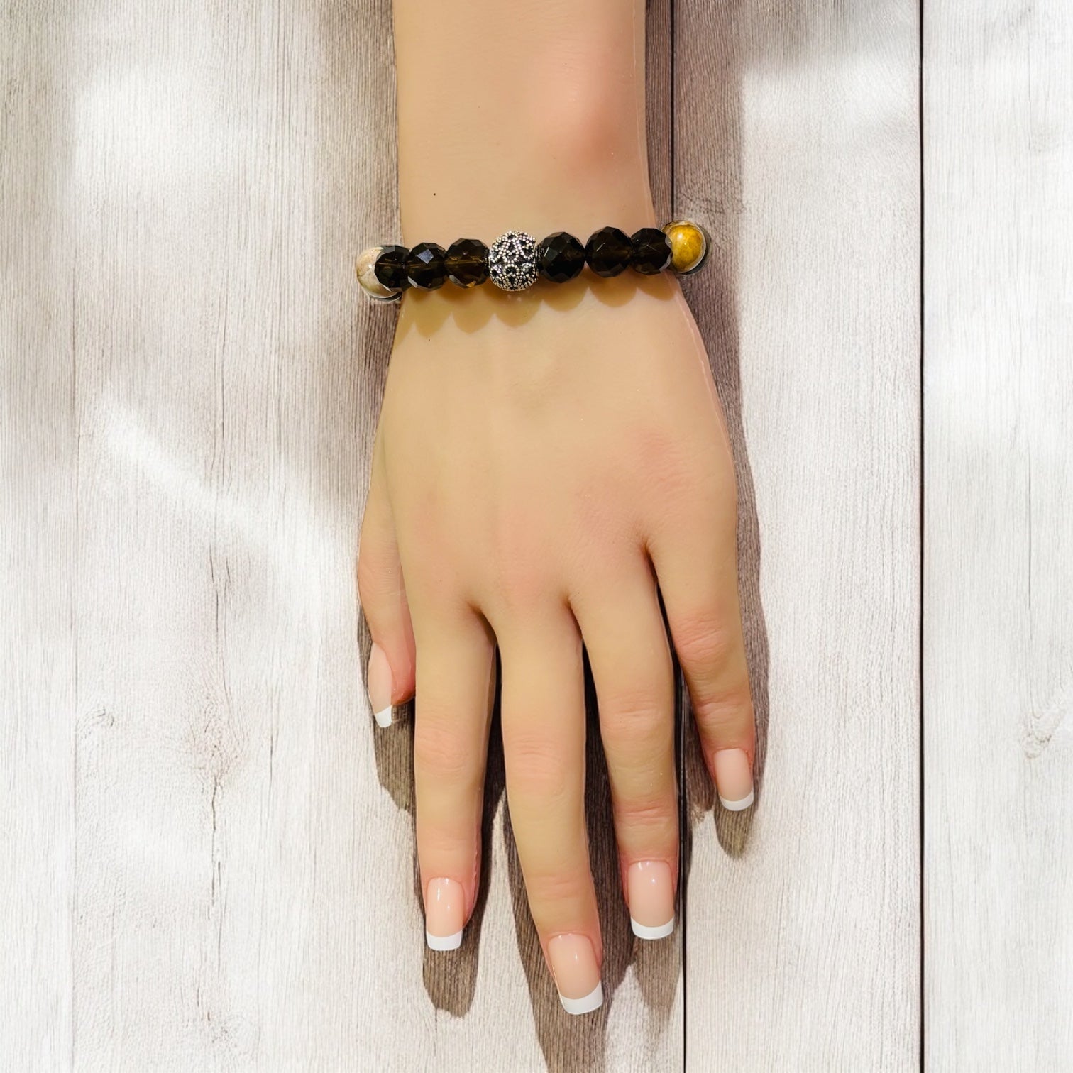 Australian Jasper and Smokey Quartz Crystal with Tibetan finding - Medium size