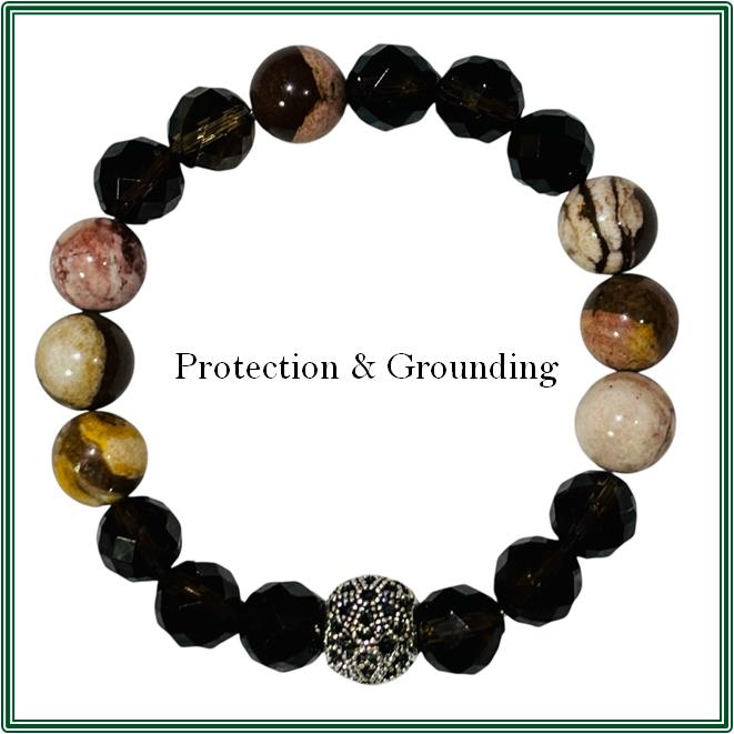 Australian Jasper and Smokey Quartz Crystal with Tibetan finding - Medium