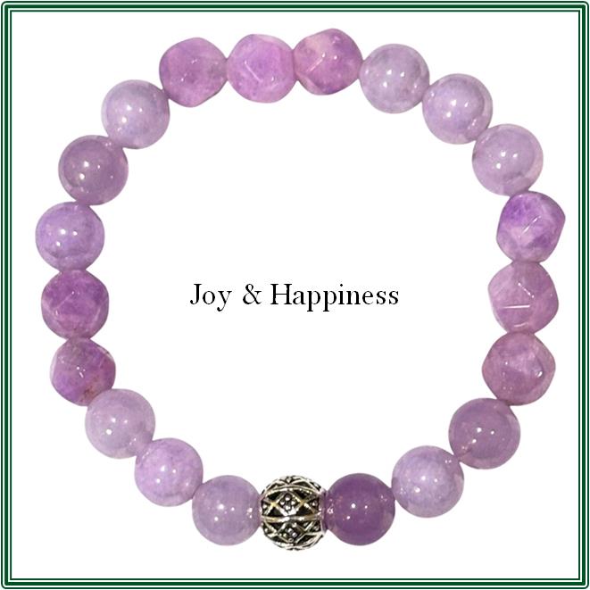 Lavender Jade, with Round &amp; Faceted Gemstone Bracelet with Tibetan Silver charm