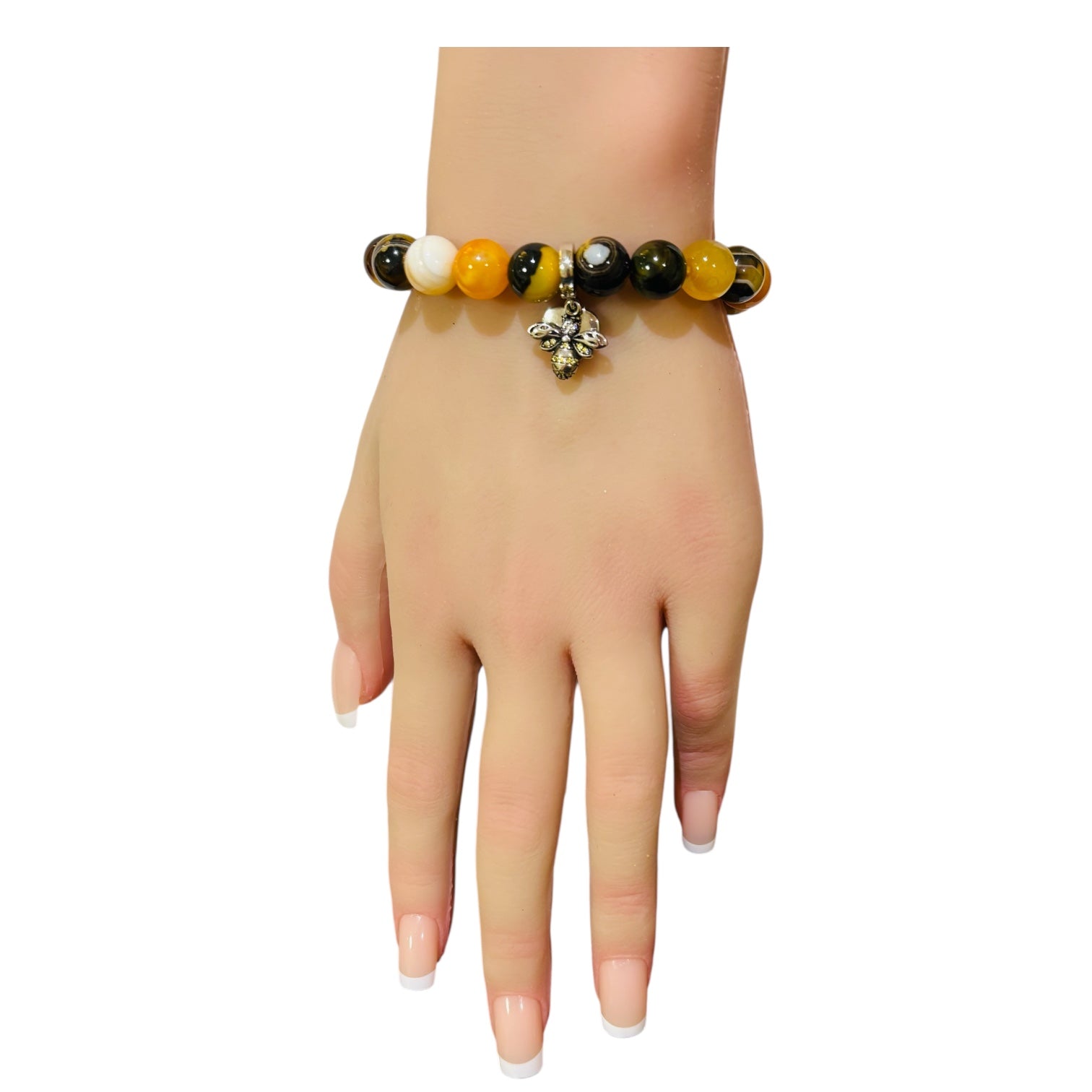 Bumblebee Jasper Bracelet and Stirling Silver Bumblebee charm