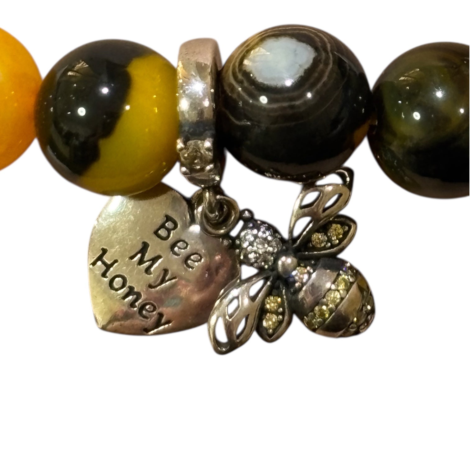 Bumblebee Jasper Bracelet and Stirling Silver Bumblebee charm