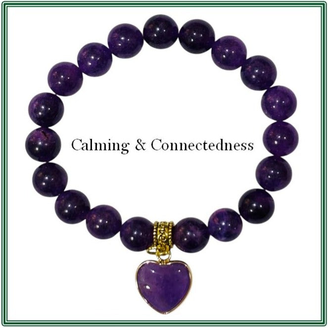 Amethyst Stone Bracelet featuring an Amethyst Heart Shaped Charm