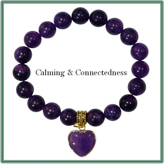 Amethyst Stone Bracelet featuring an Amethyst Heart Shaped Charm