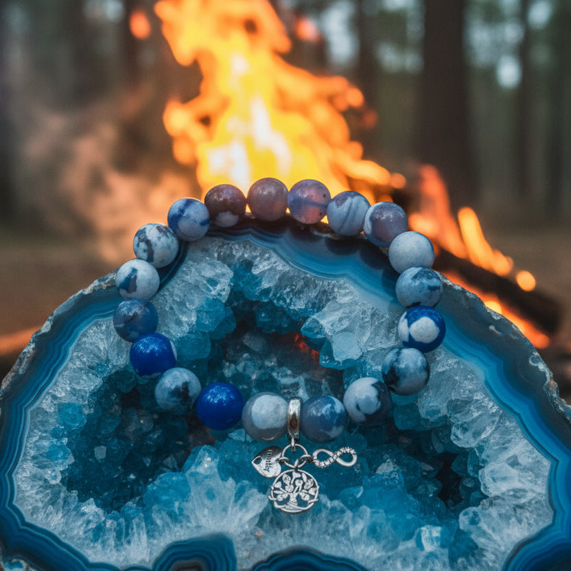 Blue Fire Agate Stone Bracelet for creativity and energy