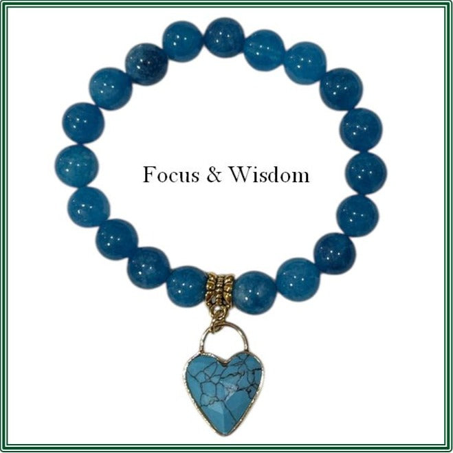 Apatite Bracelet with a natural Turquoise Stone Heart charm