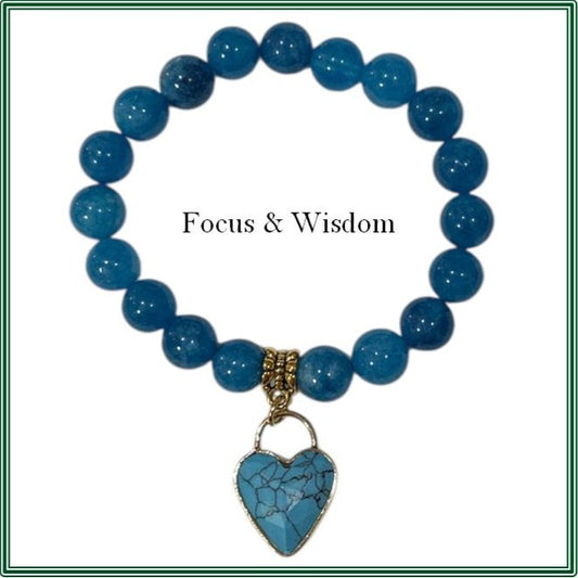 Apatite Bracelet with a natural Turquoise Stone Heart charm