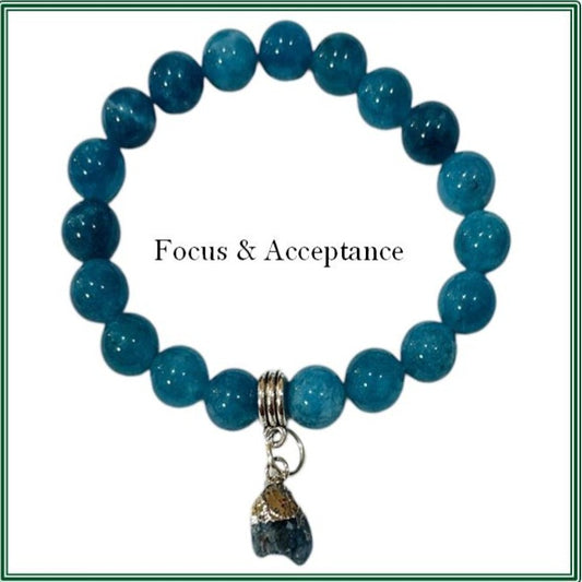 Apatite Bracelet with Raw Apatite stone charm 