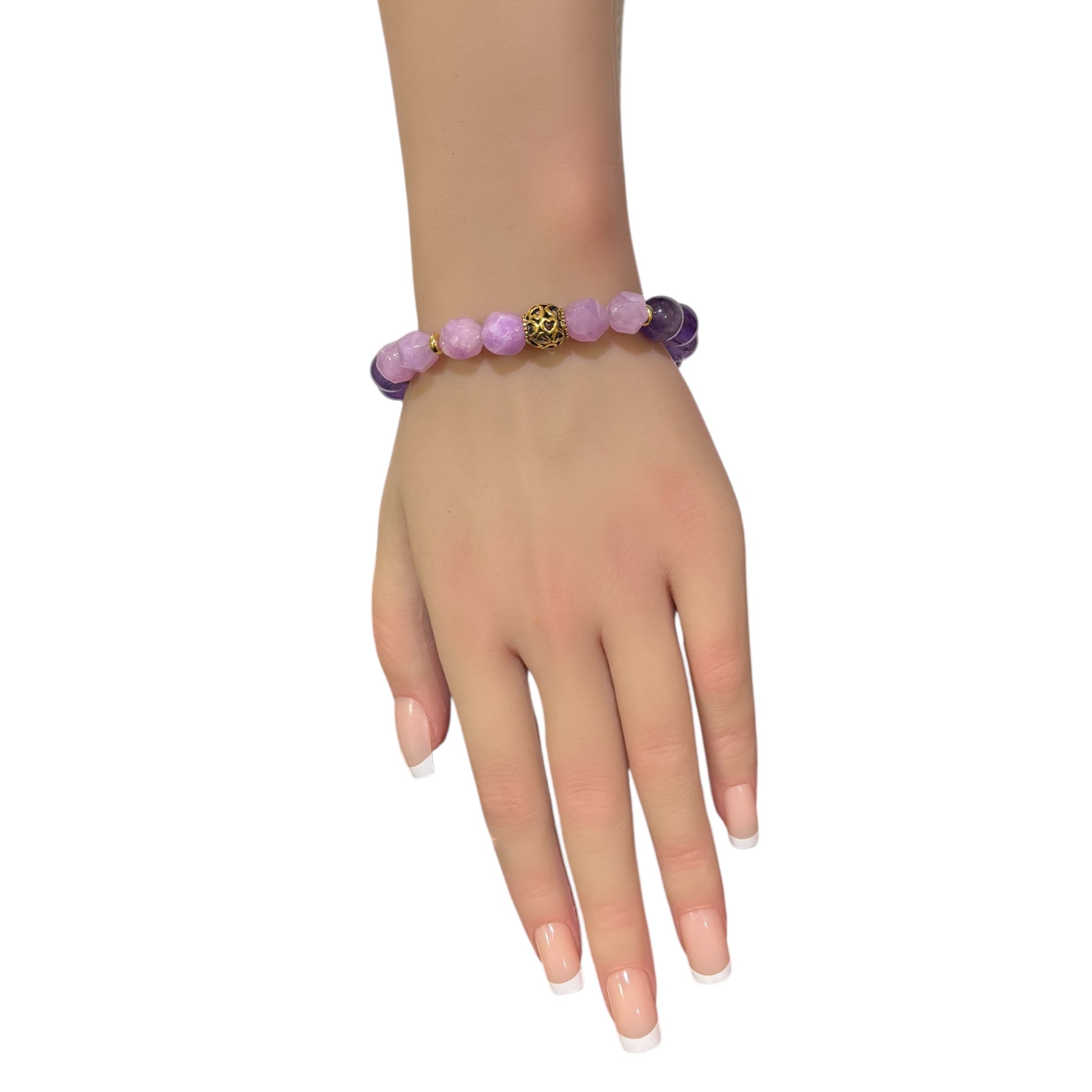 Dream Amethyst and Faceted Purple Chalcedony with Amethyst Heart & Findings