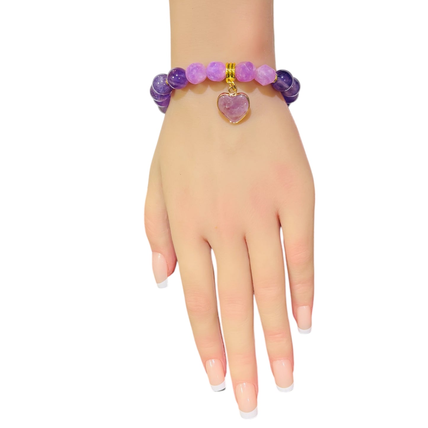 Dream Amethyst and Faceted Purple Chalcedony with Amethyst Heart & Findings