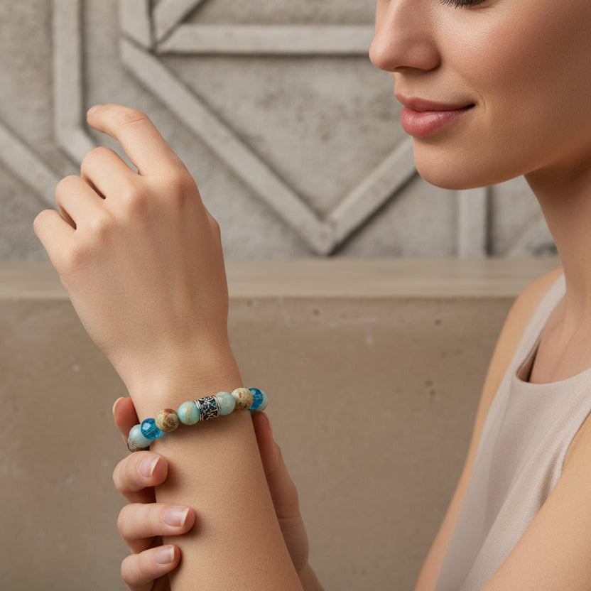 Imperial Blue Jasper Stone bracelet for stability and protection