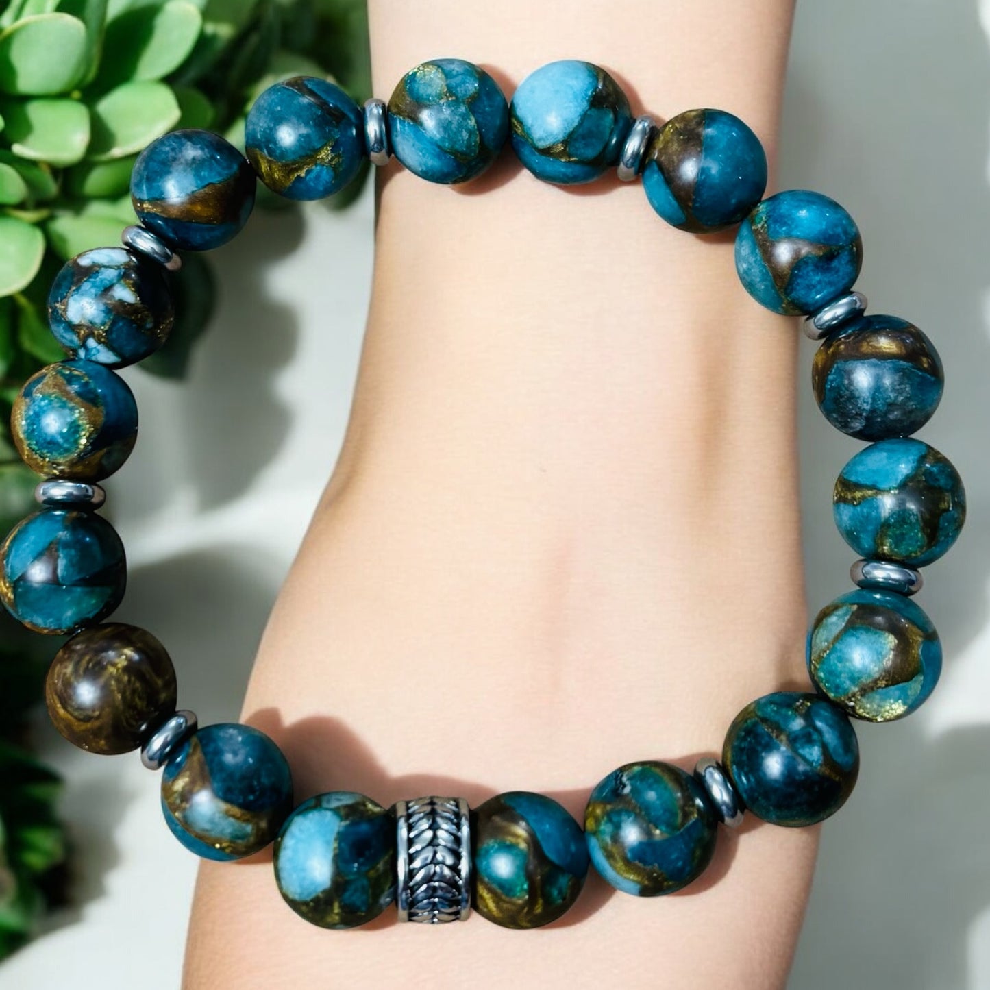 Turquoise Crystal Bracelet with silver findings