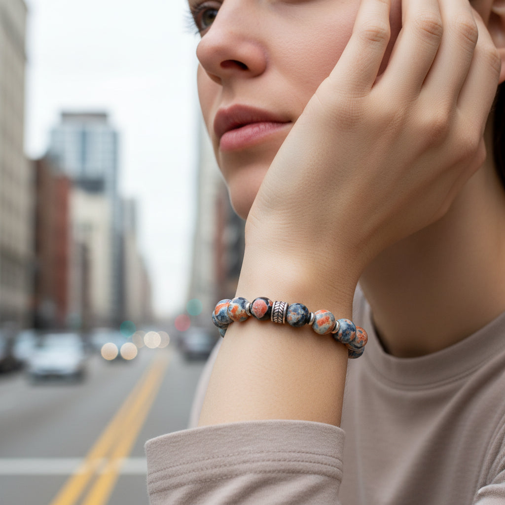 Orange Flame Agate Stone bracelet for clarity and passion