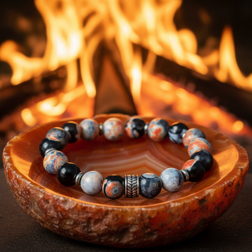 Orange Flame Agate Stone bracelet for clarity and passion