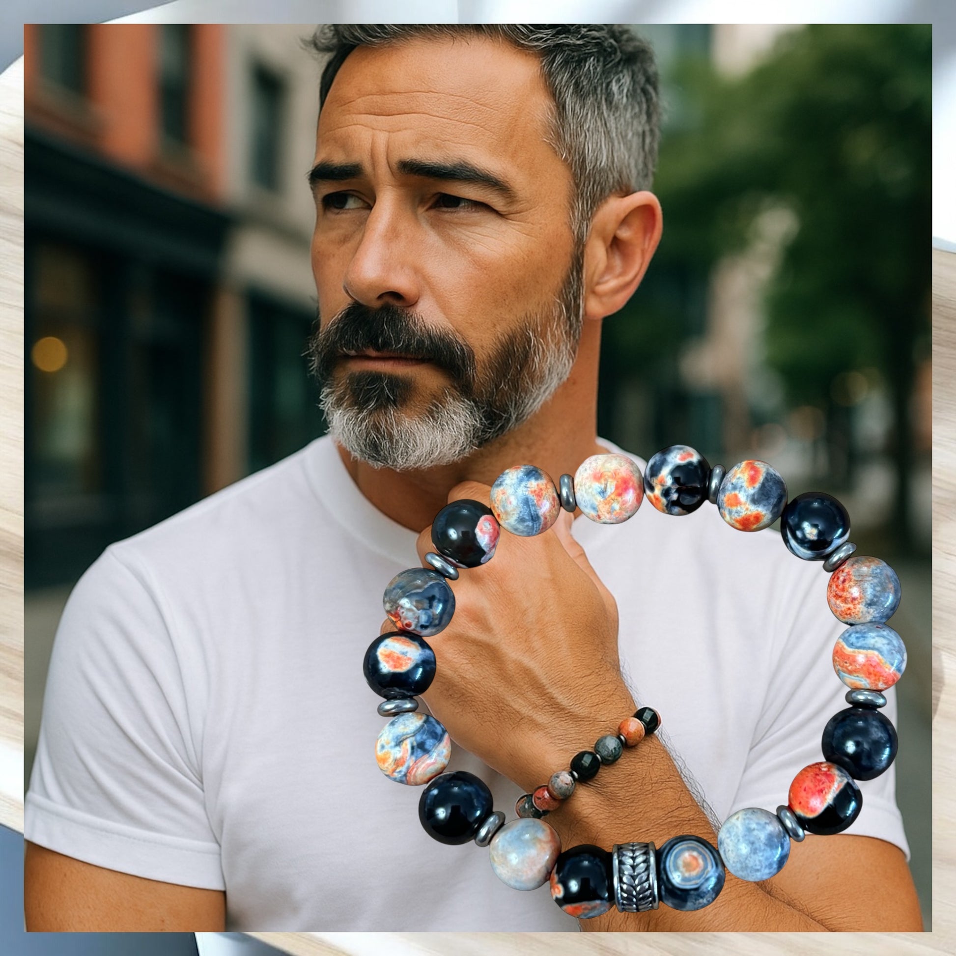 Orange Flame Agate Bracelet with Silver findings