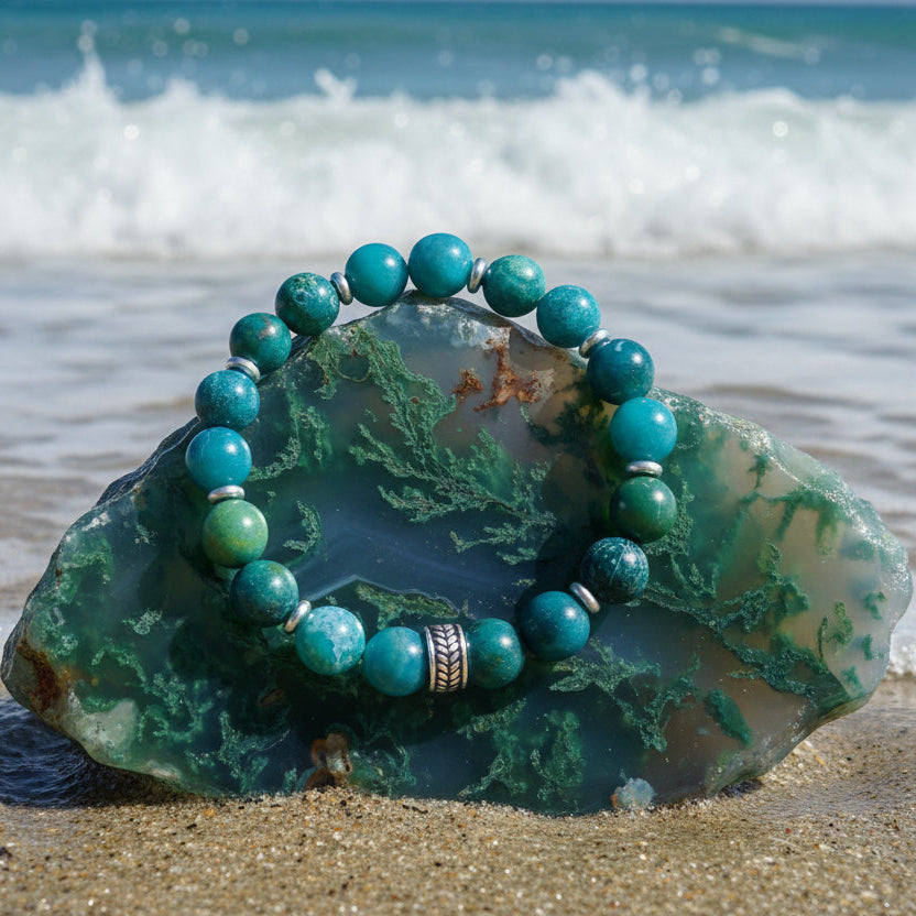 Green Moss Agate Stone bracelet for balance and intuition