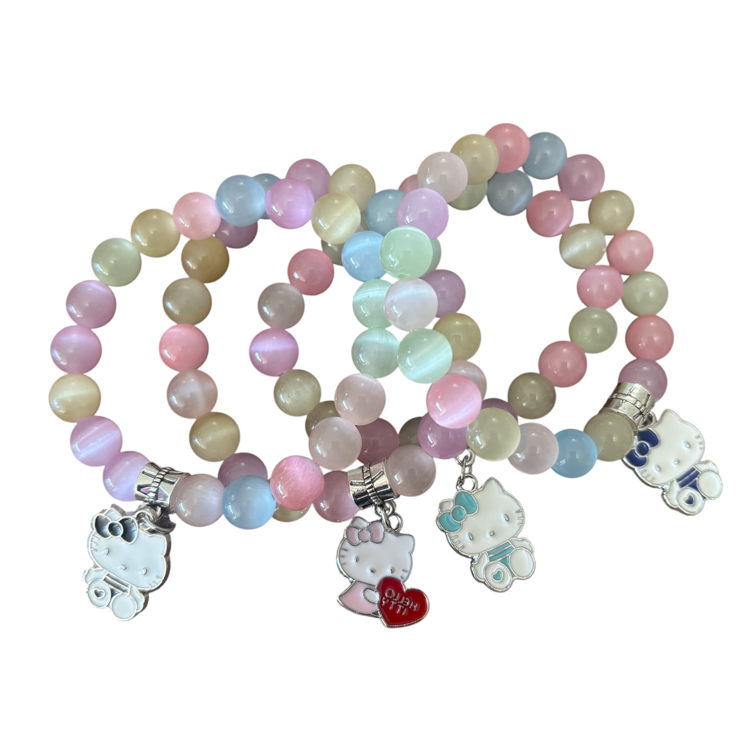 Rainbow Quartz Child's Bracelet with Hello Kitty Charm