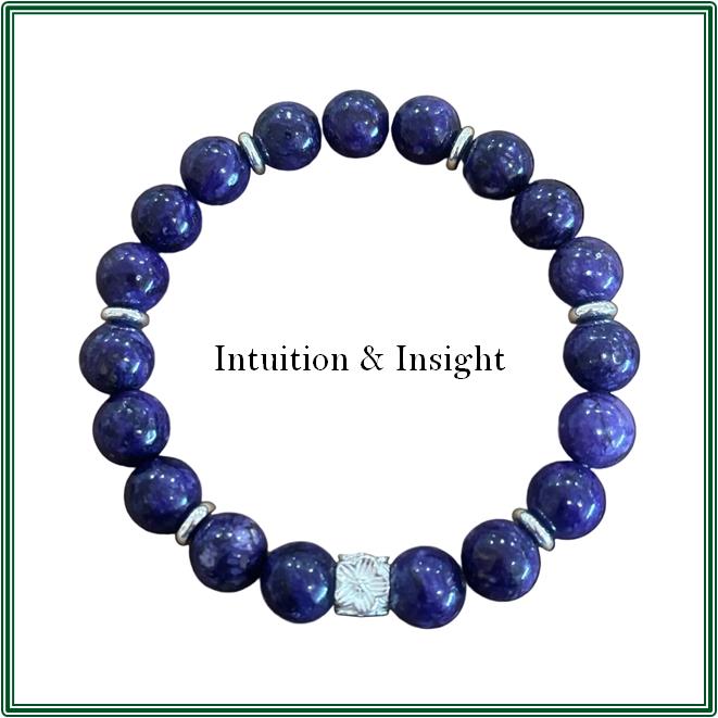 Charoite stone bracelet & Stirling Silver flower charm