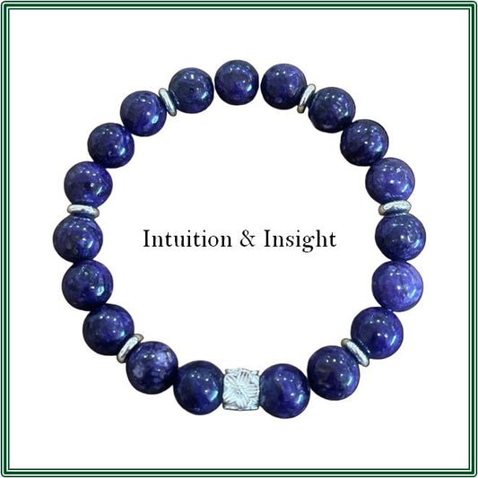 Charoite stone bracelet & Stirling Silver flower charm