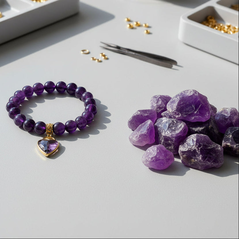 Amethyst Stone Bracelet for calming and connectedness