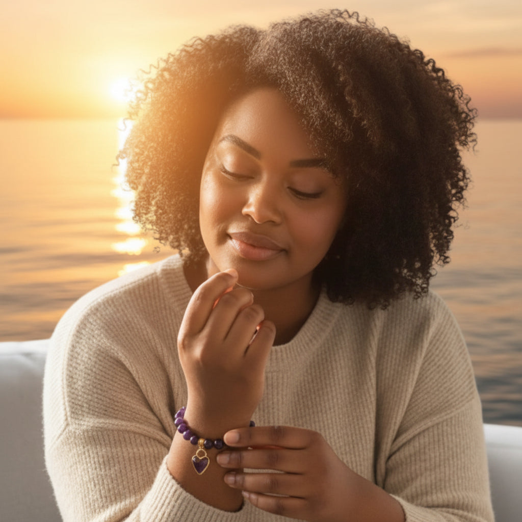 Amethyst Stone Bracelet for calming and connectedness
