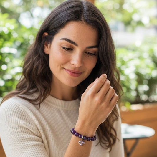 amethyst natural stone bracelet for calming and connectedness