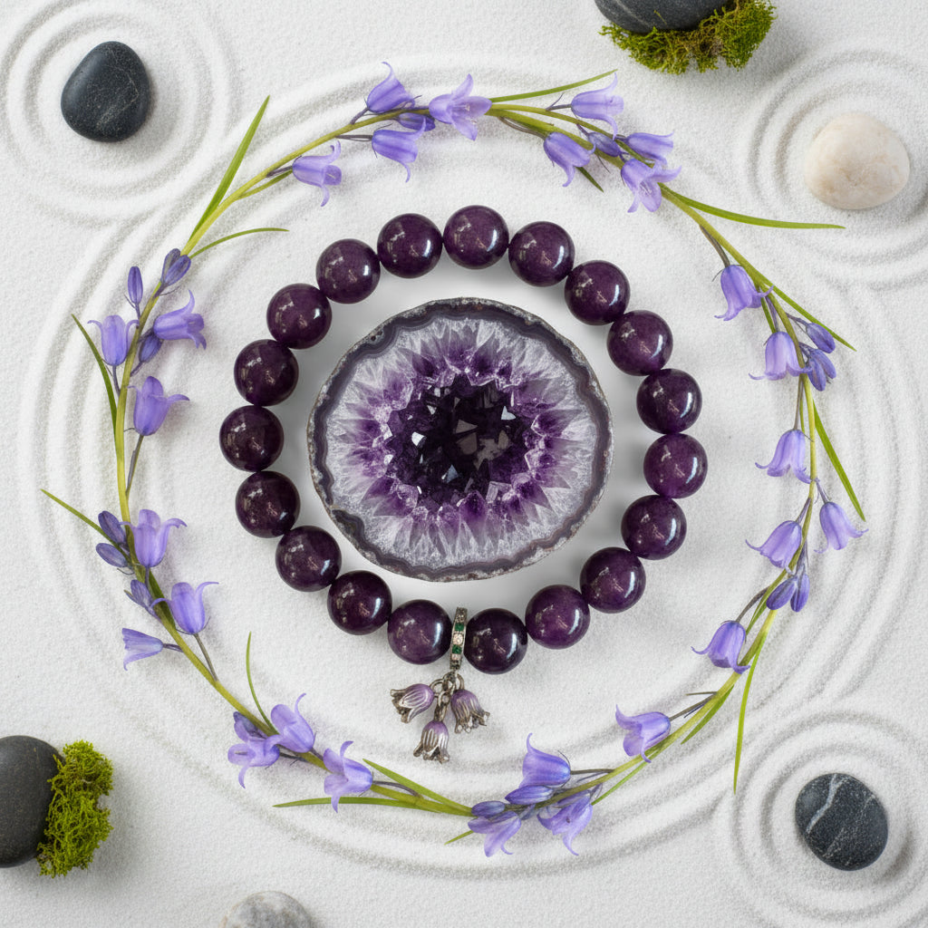 amethyst natural stone bracelet for calming and connectedness