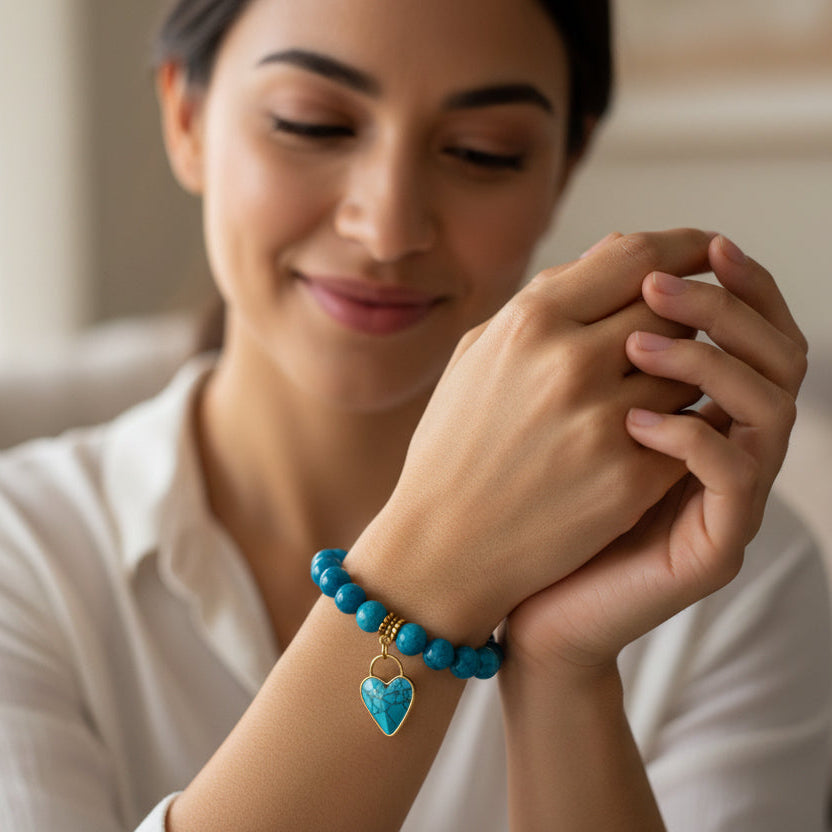 Apatite and Turquoise Bracelet for focus and wisdom
