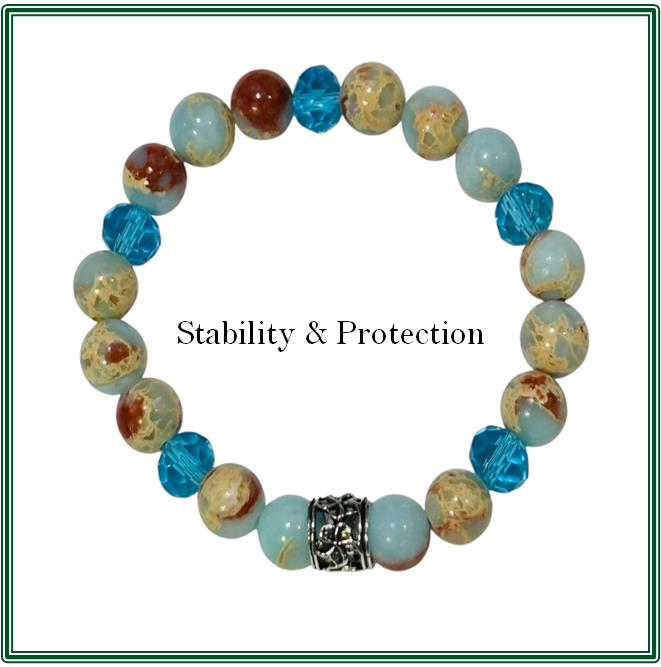 Imperial Blue Jasper & blue crystal Bracelet with a finding