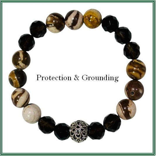 Australian Jasper and Smokey Quartz Crystal with Tibetan finding - Small