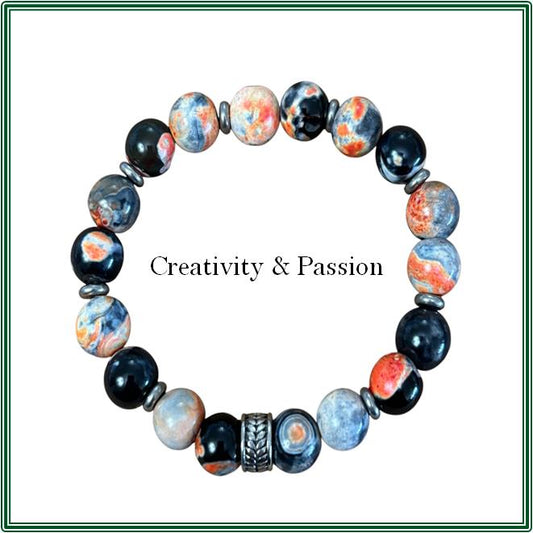 Orange Flame Agate Bracelet with Silver findings