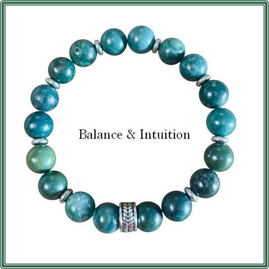 Green Moss Agate Bracelet with Silver Findings